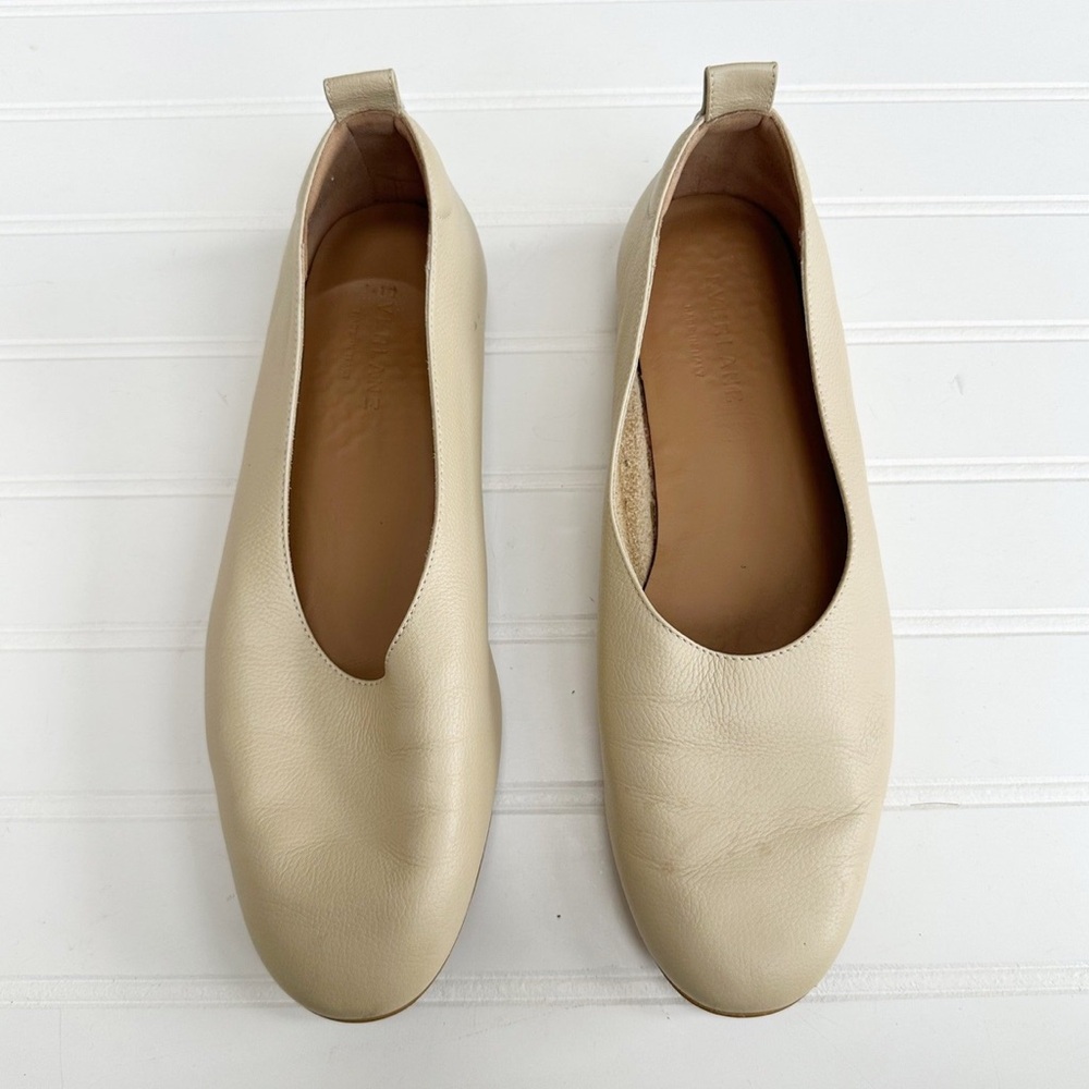 Everlane Cream Leather Slip-On Flats